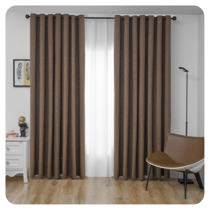 GENERICO - cortinas BLACKOUT engomada, CAFE , 2 lienzo 140x230