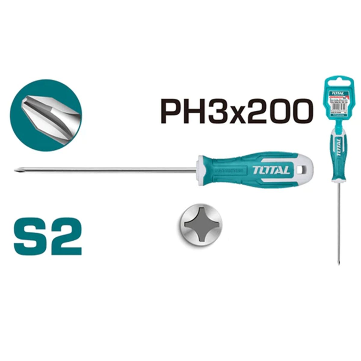 TOTAL TOOLS - Destornillador Cruz S2 Ph3 200mm Total Tht26ph3200
