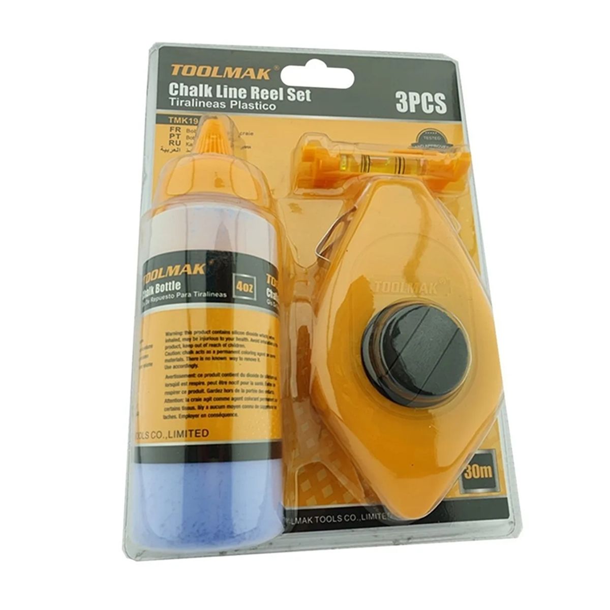 GENERICO - Kit Set Juego De Tizalineas 4 Oz Nivel Tiralineas 3 Pcs Tmk