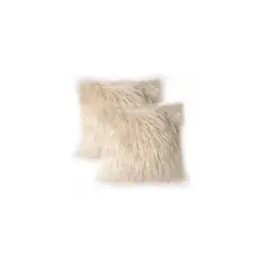 GENERICO - Pack de Funda para Cojínes - 2 Piezas Pelo Largo Beige
