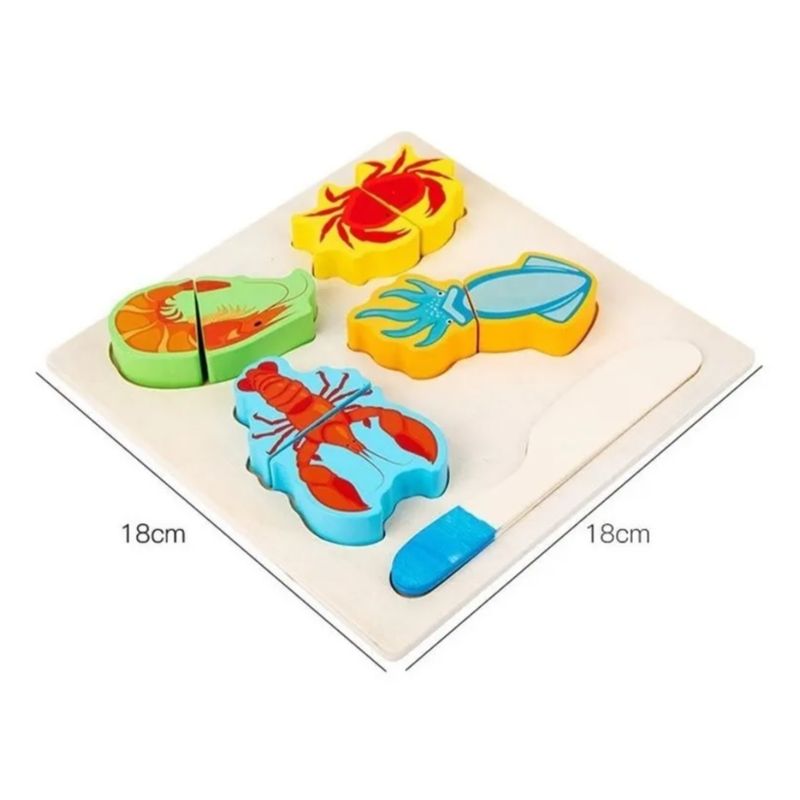 GENERICO - Puzzle Montessori De Madera Corte Frutas Y Verduras