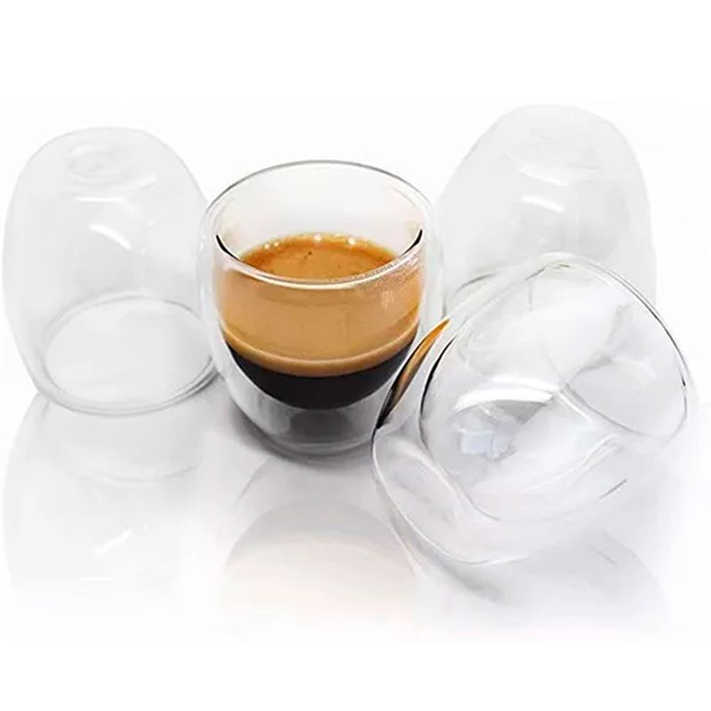 ESHOPANGIE - Set 4 Tazas Espresso Doble Pared 250ml Frio, Caliente