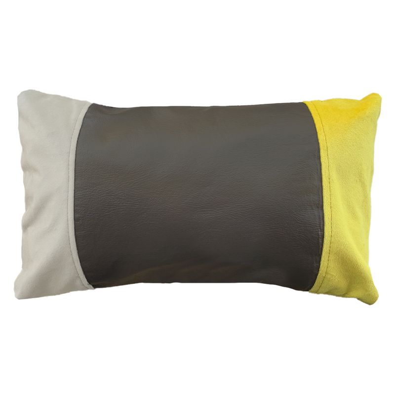 ELIZABETH PEPER - Cojin Decorativo EcoCuero Cafe Beige Amarillo 50x30 Relleno.
