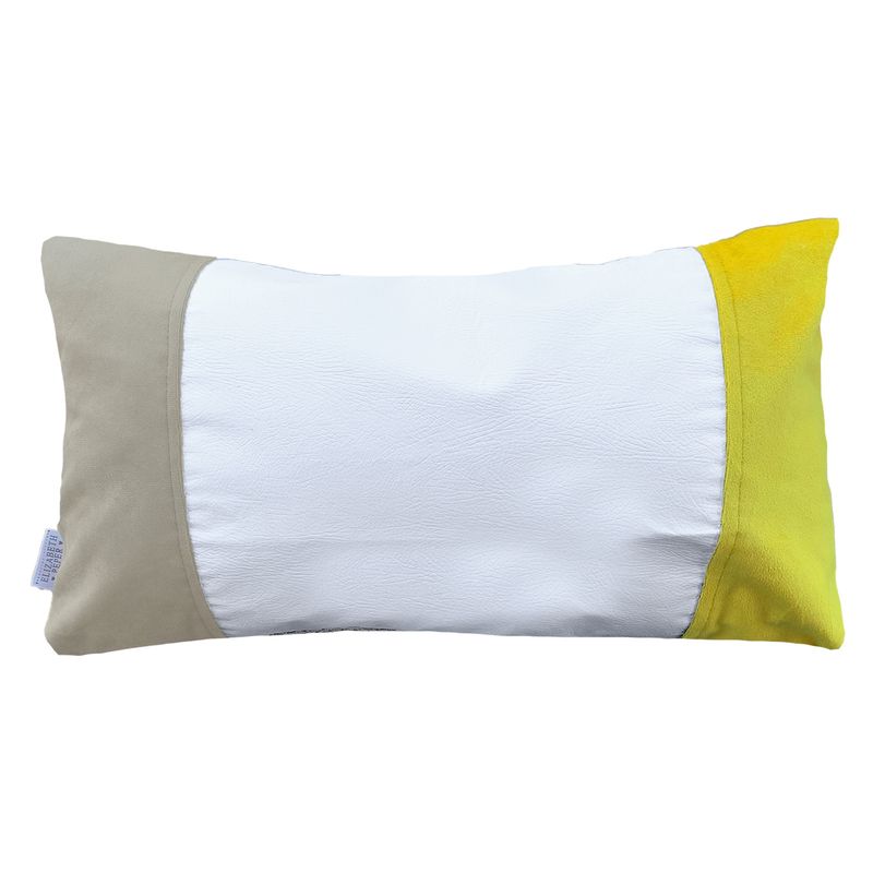 ELIZABETH PEPER - Cojin Decorativo EcoCuero Blanco Beige Amarillo 50x30 Relleno.