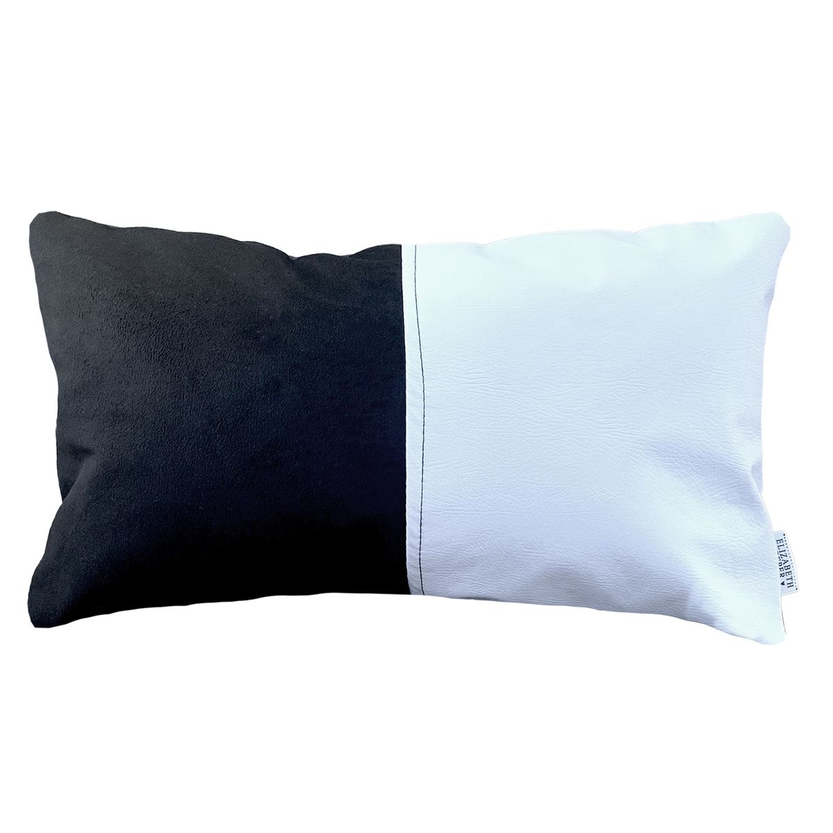 ELIZABETH PEPER - Cojin Decorativo EcoCuero Blanco y Negro 50x30 Relleno.