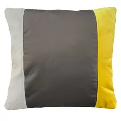 ELIZABETH PEPER - Cojin Decorativo EcoCuero Cafe Beige Amarillo 60x60 Relleno