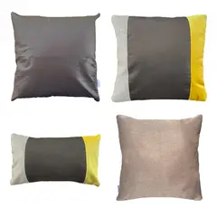 ELIZABETH PEPER - Pack 4 Fundas Cojin Decorativo EcoCuero Cafe Beige Amarillo 50x50