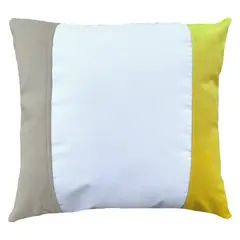 ELIZABETH PEPER - Cojin Decorativo EcoCuero Blanco Beige Amarillo 50x50 Relleno.