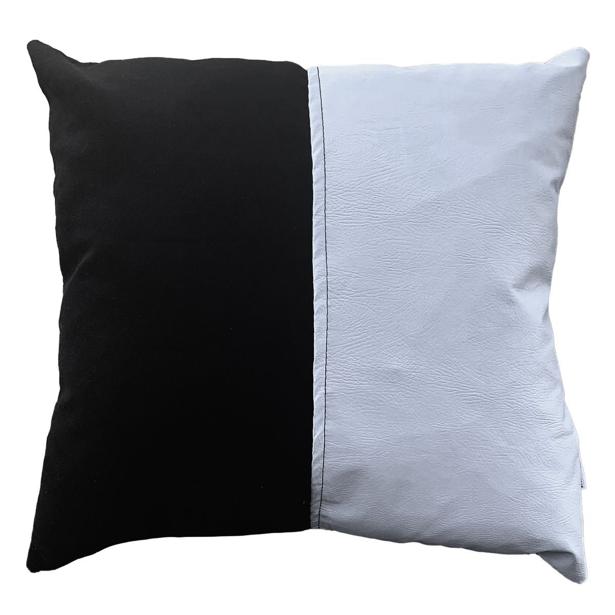 ELIZABETH PEPER - Cojin Decorativo EcoCuero Blanco y Negro 50x50 Relleno.
