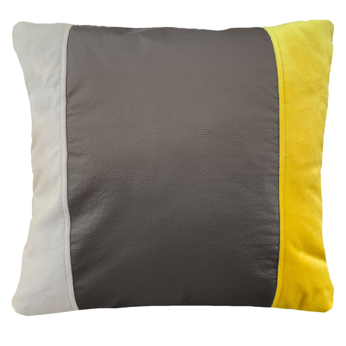 ELIZABETH PEPER - Cojin Decorativo EcoCuero Cafe Beige Amarillo 45x45 Relleno