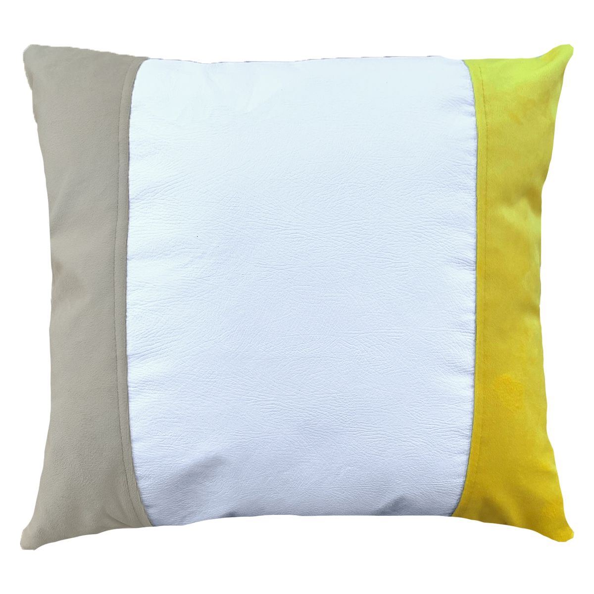 ELIZABETH PEPER - Cojin Decorativo EcoCuero Blanco Beige Amarillo 45x45 Relleno