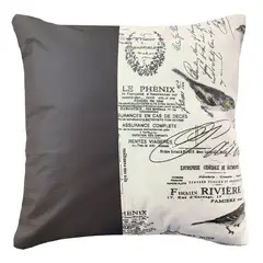 ELIZABETH PEPER - Funda Cojin Decorativo EcoCuero Aves Cafe 50x50.