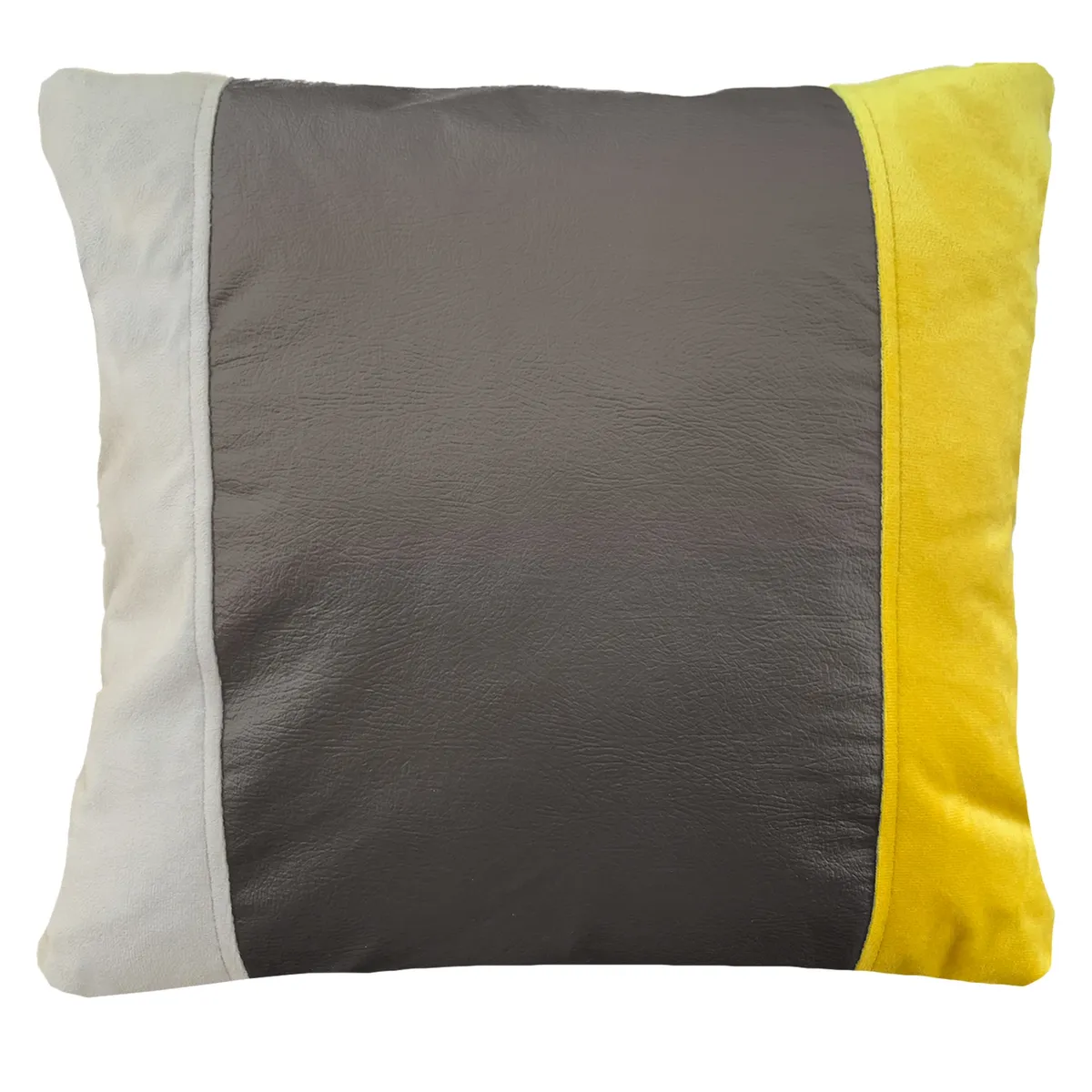 ELIZABETH PEPER - Funda Cojin Decorativo EcoCuero Cafe Beige Amarillo 45x45