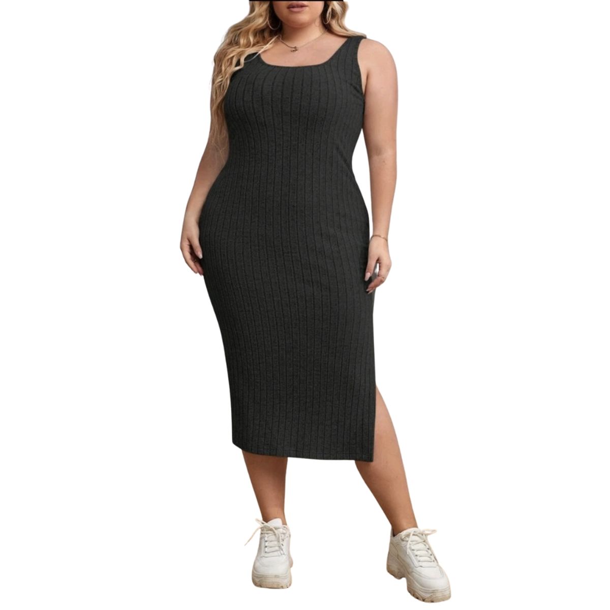 GENERICO - VESTIDO LARGO DE INVIERNO AJUSTADO SIN MANGAS MODELO I009