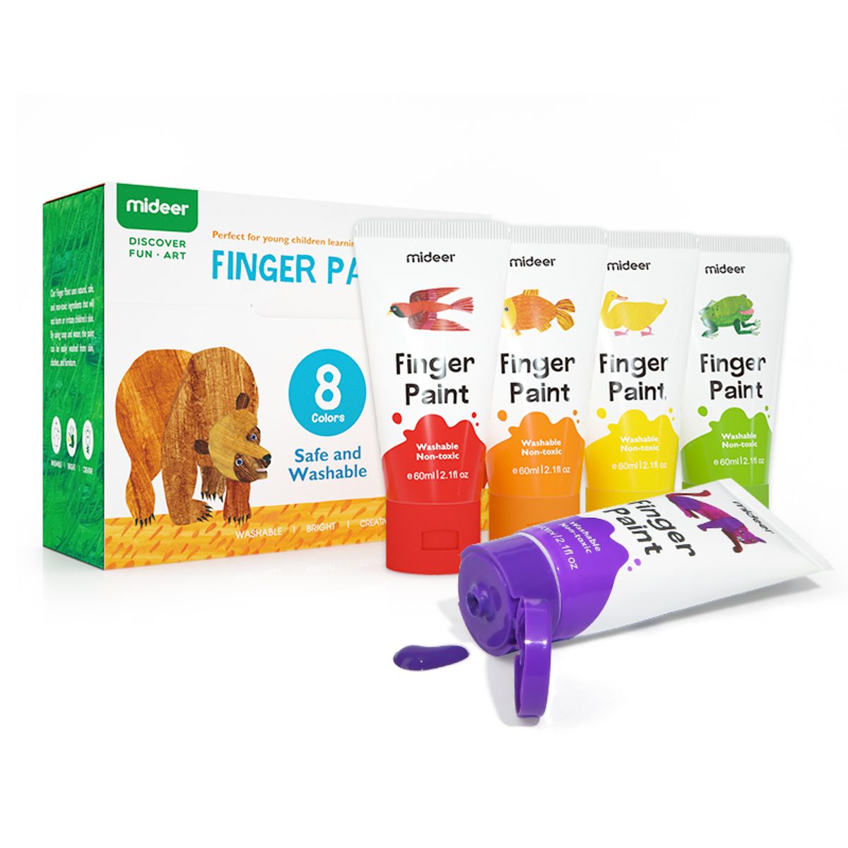 MIDEER - Pintura para Dedos Mideer x 8 Colores Lavables