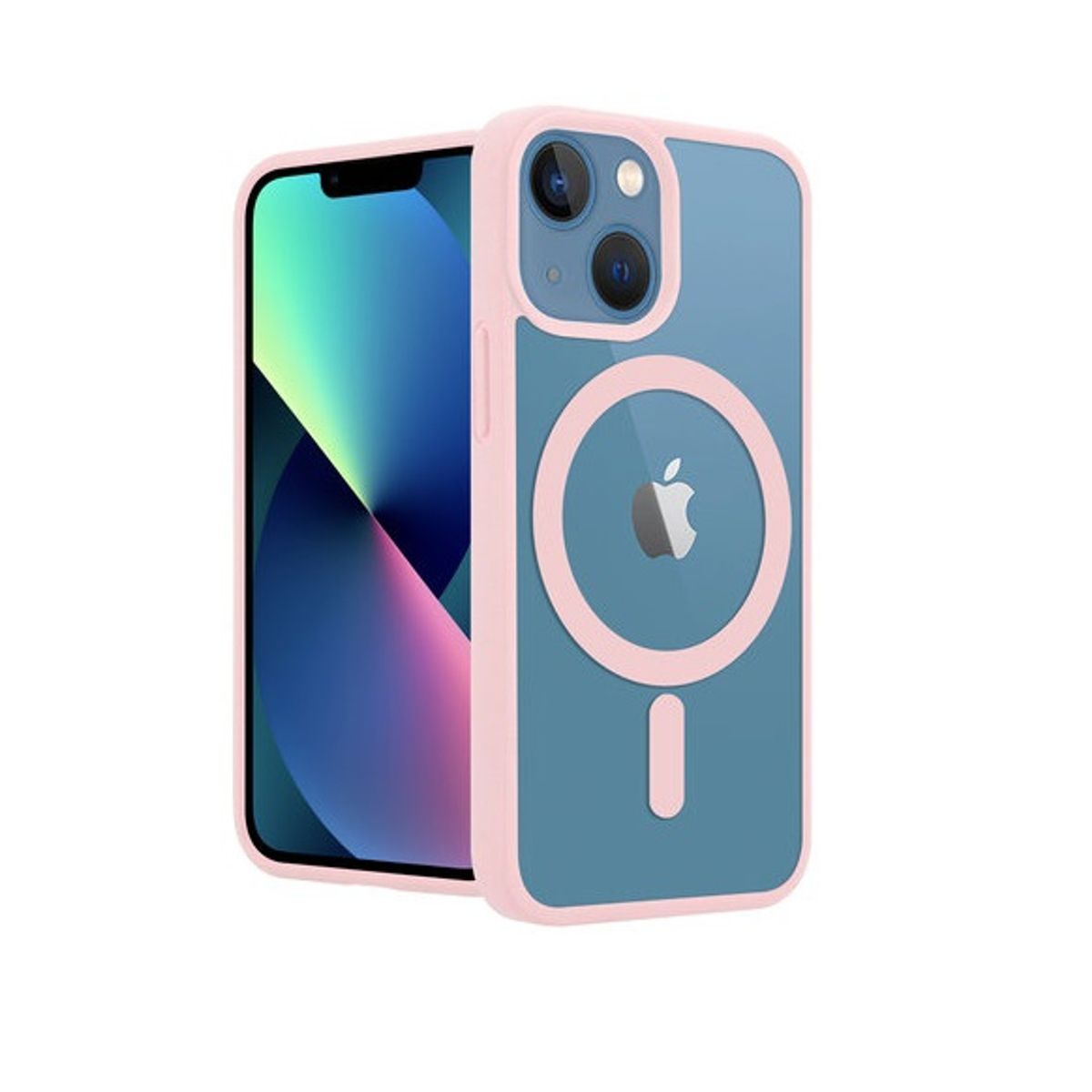 GENERICO - CARCASA IPHONE 11 MAGSAFE BORDES ROSADO+LAMINA DE VIDRIO COMPLETA 21D