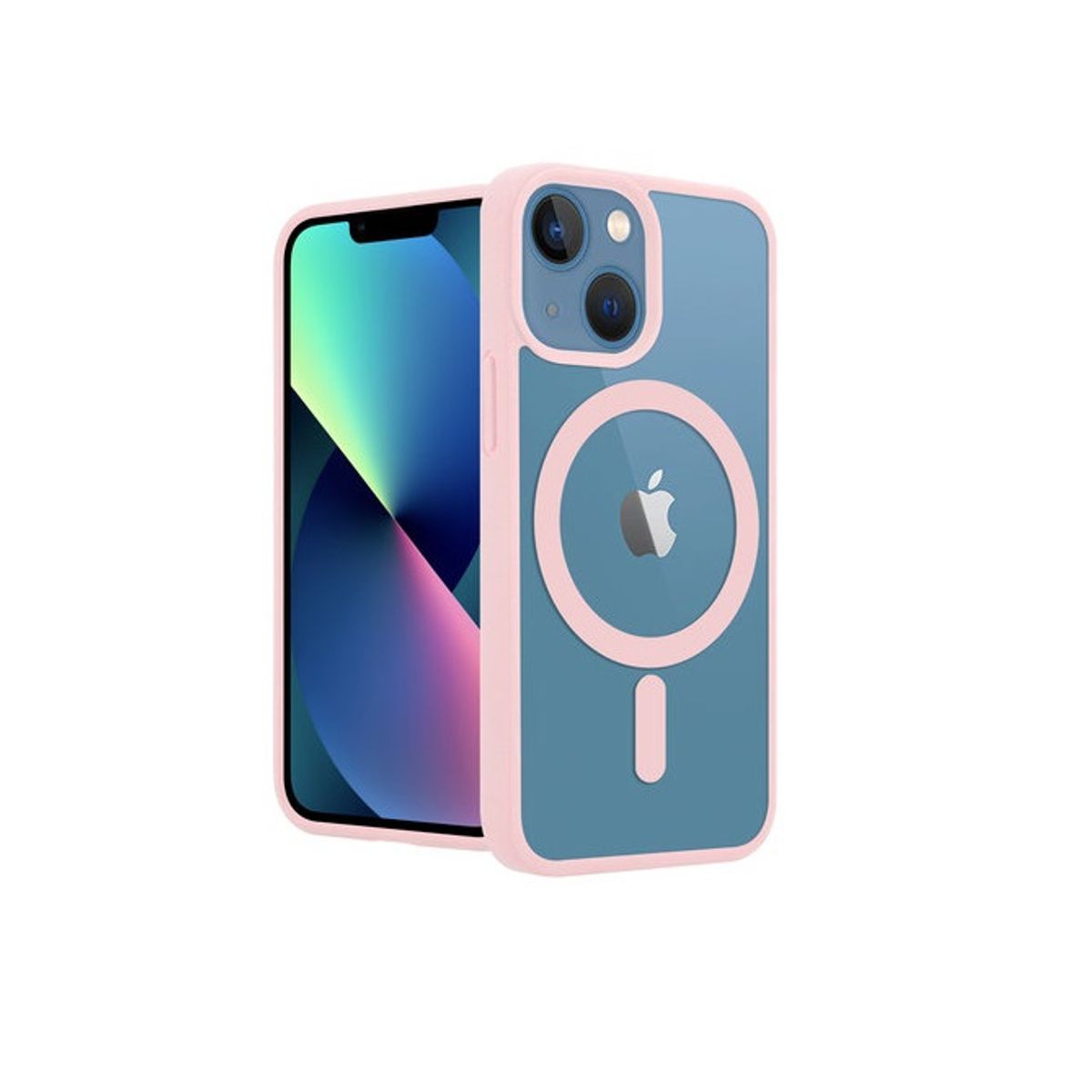 GENERICO - CARCASA IPHONE 11 MAGSAFE BORDES ROSADO+LAMINA DE VIDRIO COMPLETA 21D