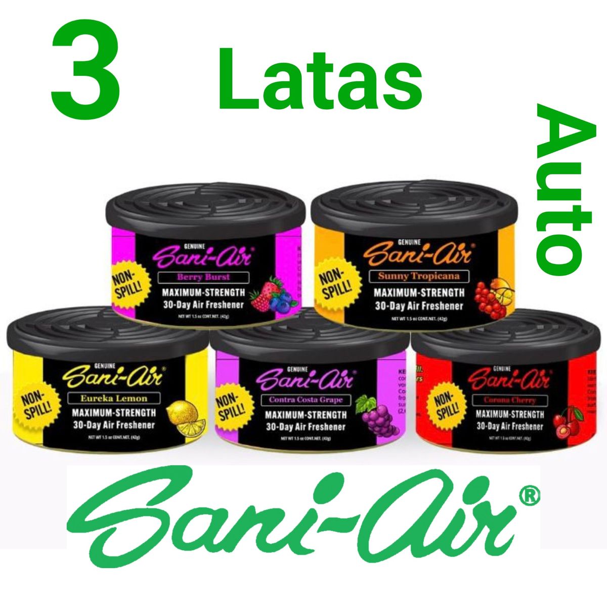 GENERICO - PACK 3 LATAS AROMÁTICAS SANI AIR PARA AUTO