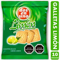 DOS EN UNO - Galletas Sabor Limón Especial Colación Dosenuno Pack De 10U
