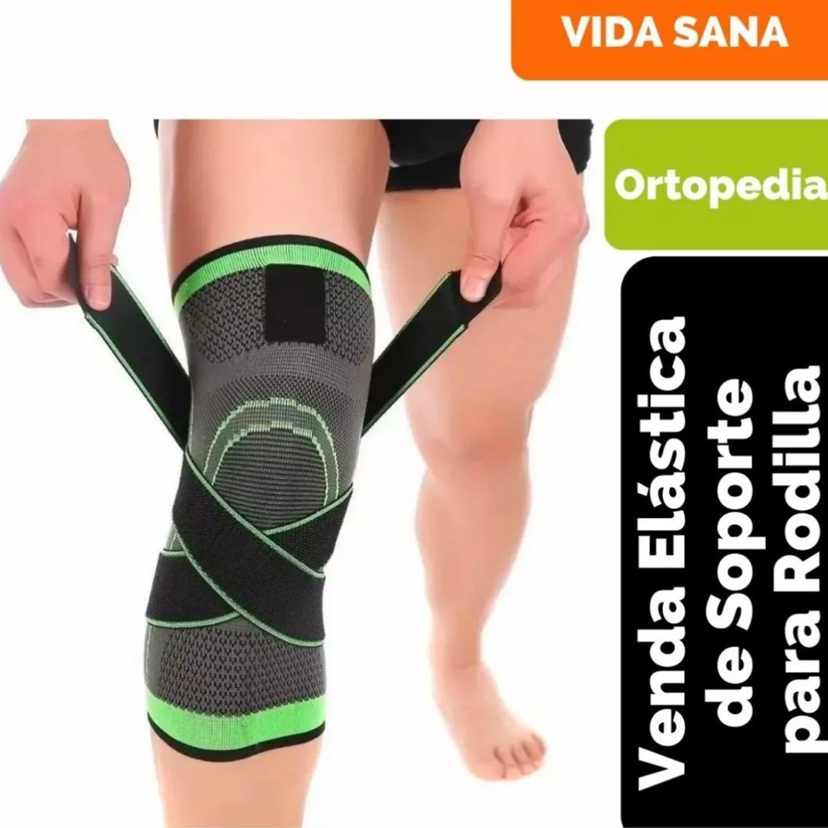GENERICO - Venda Elástica Ajustable De Soporte Para Rodilla Con Velcro