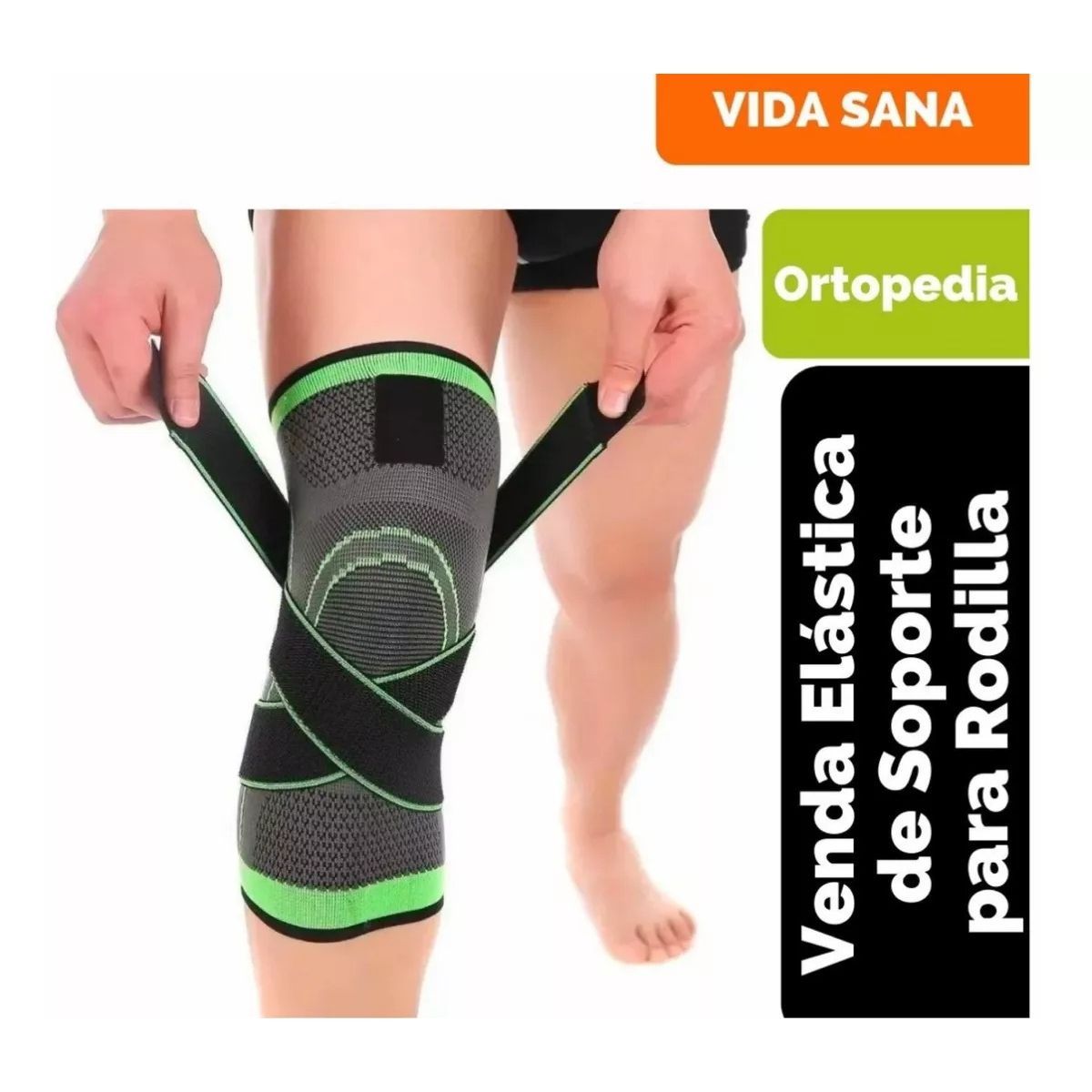GENERICO - Venda Elástica Ajustable De Soporte Para Rodilla Con Velcro