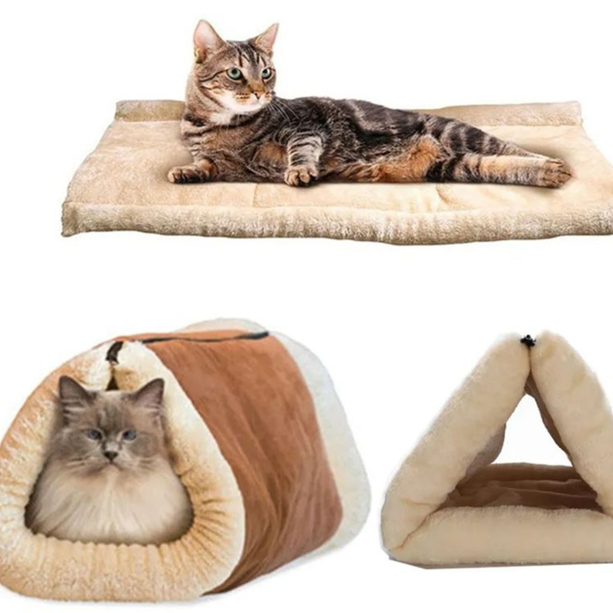 GENERICO - Cama Túnel Térmica Polar Gato 2 en 1. Mascotas