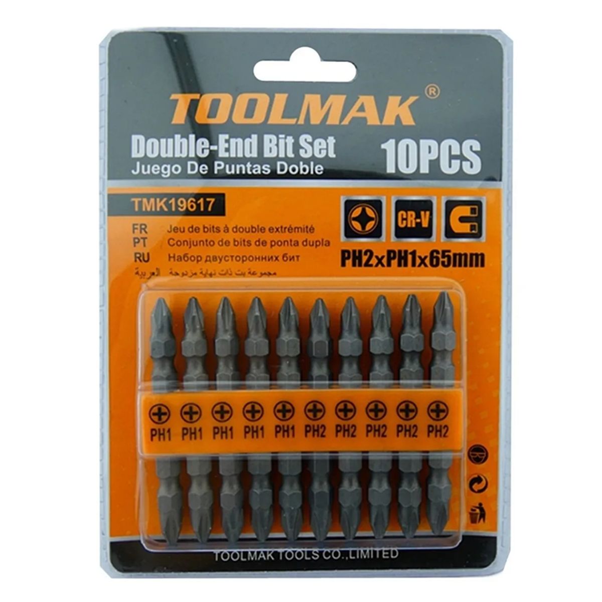 GENERICO - Kit Juego Puntas Phillips Ph2 Ph1 Doble 10 Pcs Tmk19617