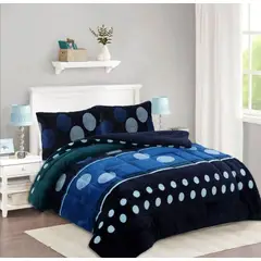 GENERICO - COBERTOR, AZUL DISEÑO ESTAMPADO CON CHIPORRO Y PLUSH INVIERNO 2 PLAZA