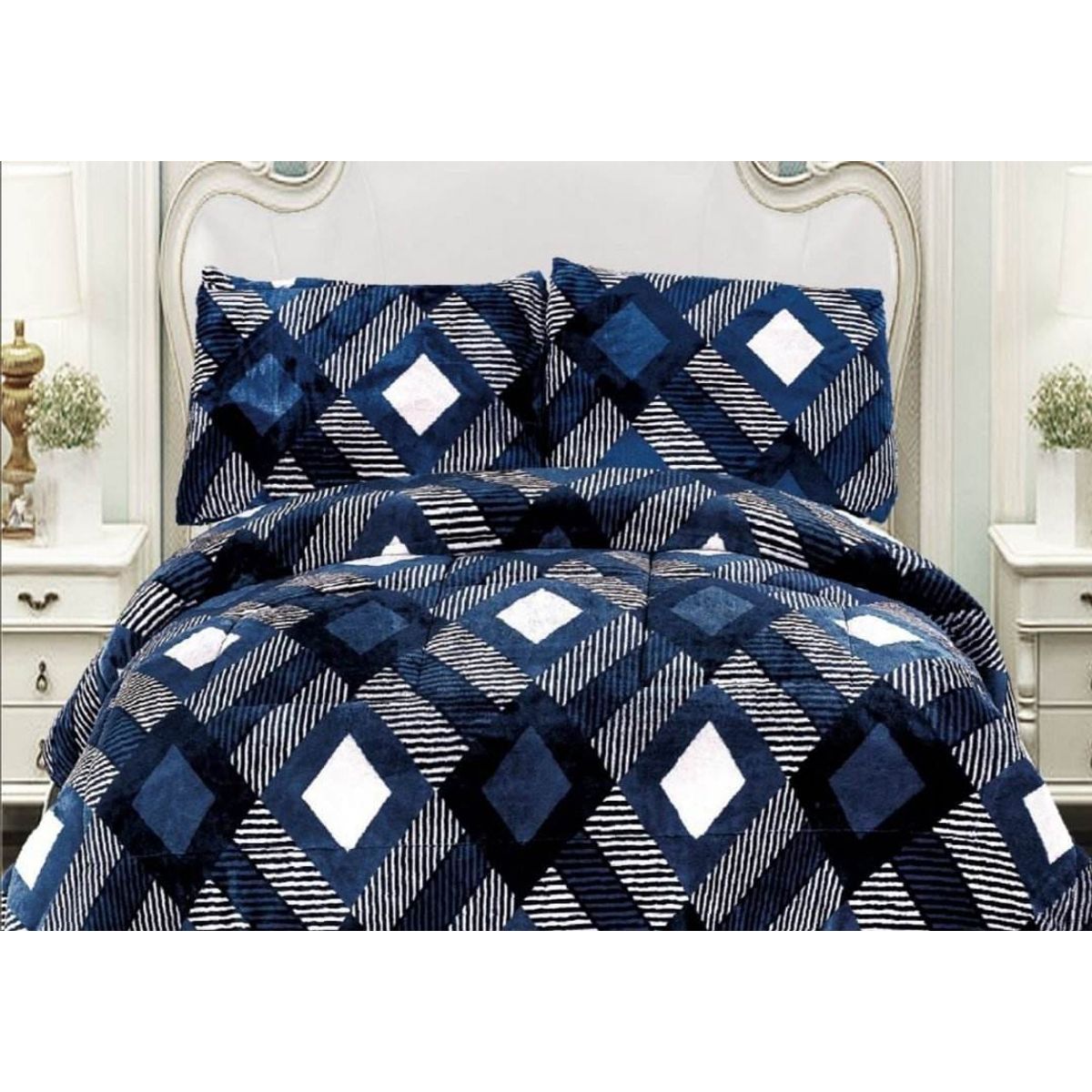 GENERICO - COBERTOR SUPER KING CON DISEÑO QUITA FRIO CON CHIPORRO Y PLUSH 250X270