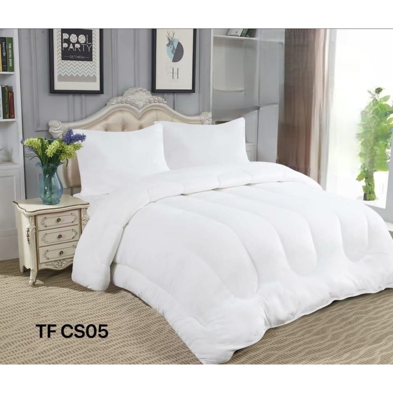GENERICO - PLUMON BLANCO CON CHIPORRO Y POLAR PLUSH INVIERNO SUPER KING 250X270