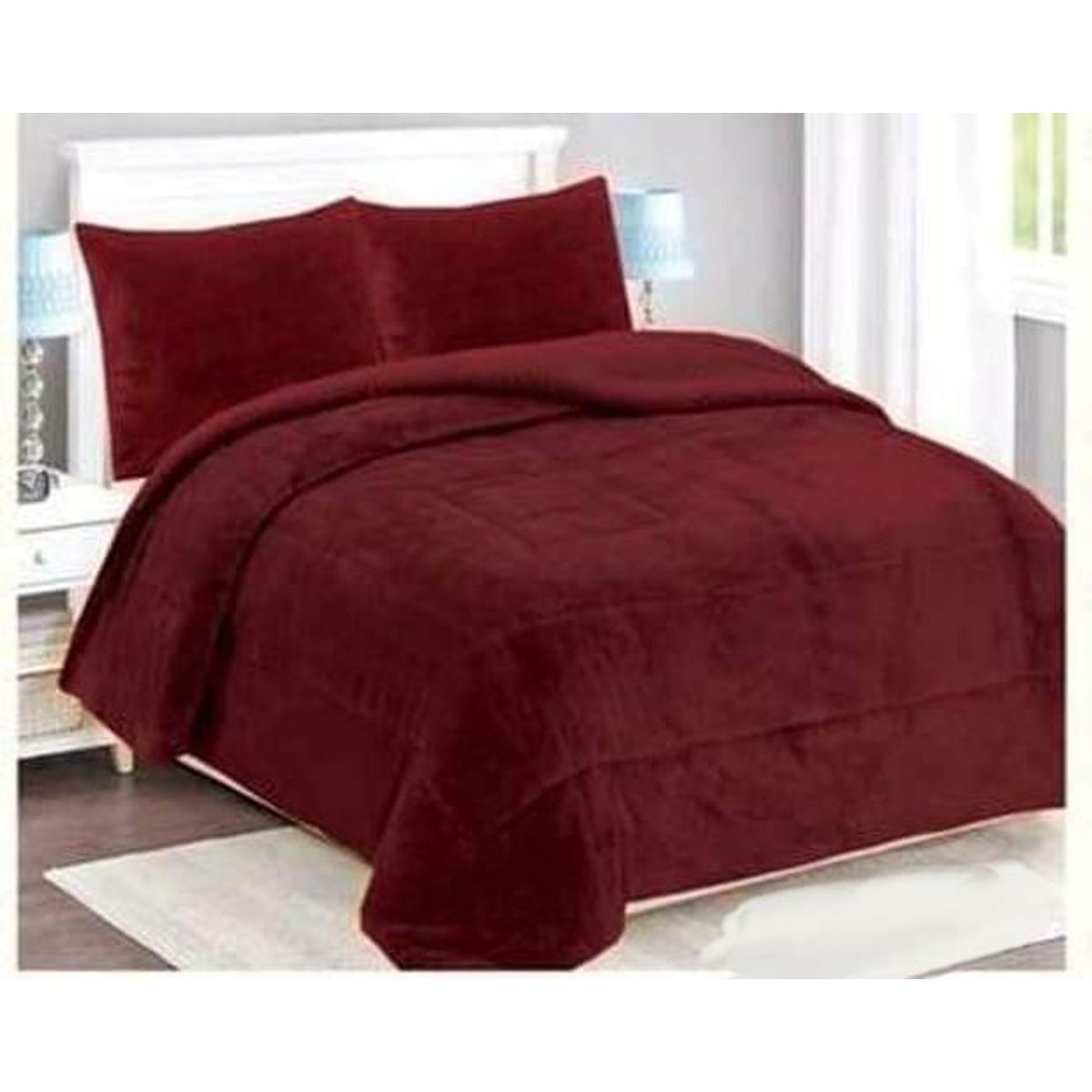 GENERICO - COBERTOR BURDEO CON CHIPORRO Y POLAR PLUSH SUPER KING 250X270