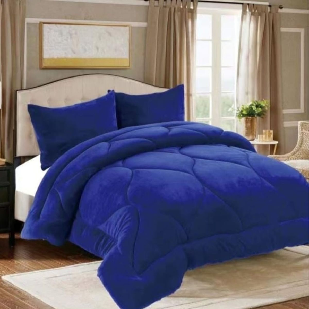 GENERICO - COBERTOR VERDE MENTA CON DISEÑO CHIPORRO Y PLUSH PLAZA Y MEDIA