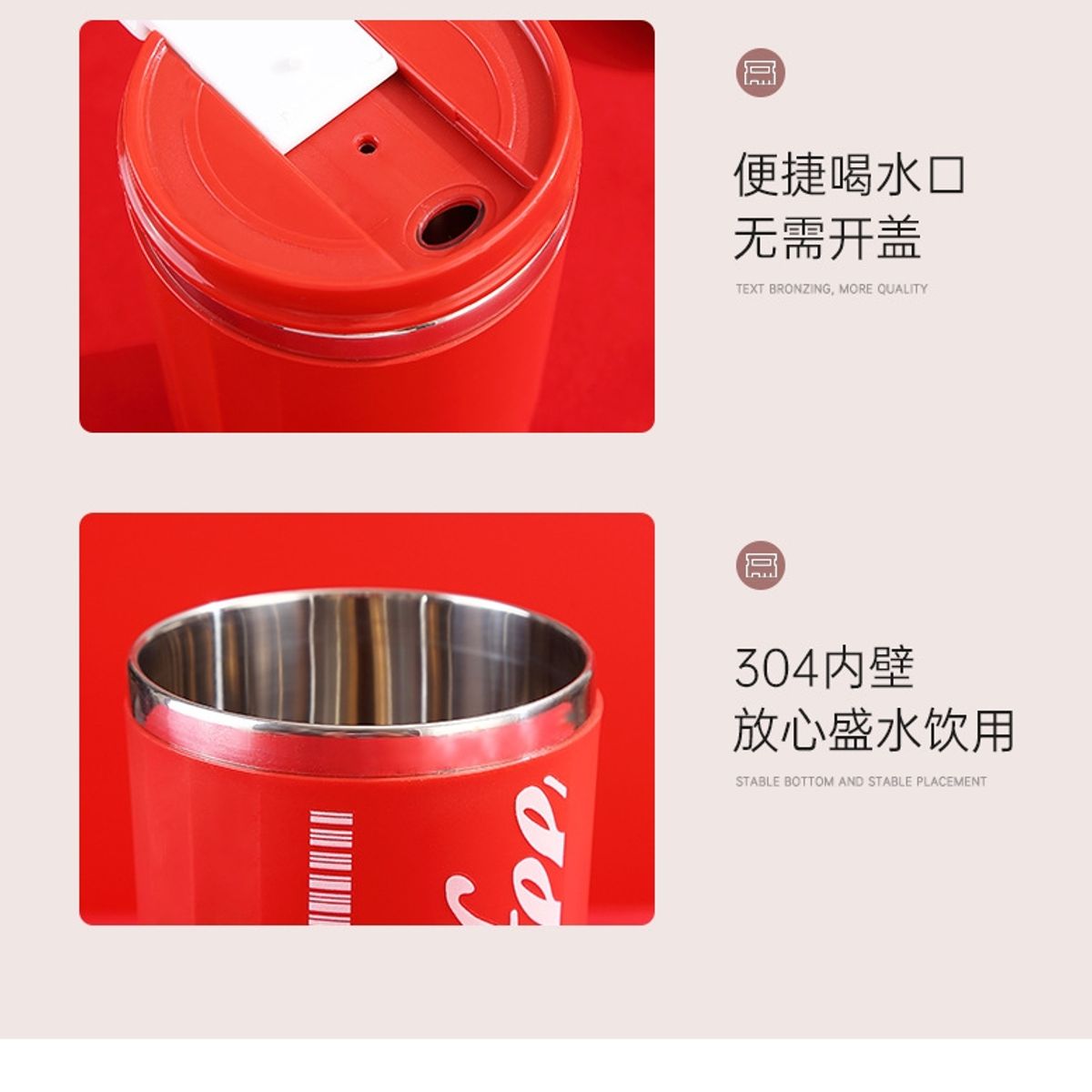 GENERICO - Vaso Termico Portátil De Doble Capa De Acero Inoxidable Café