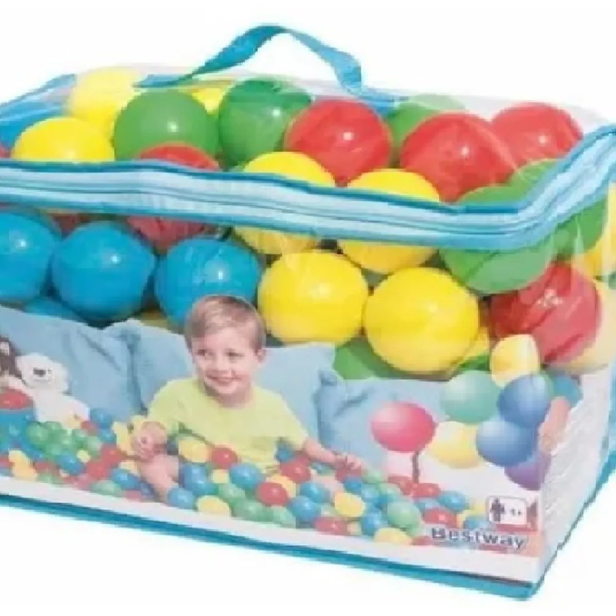 BESTWAY - MALETA DE PELOTAS PLASTICAS DE COLORES  100 UNIDADES
