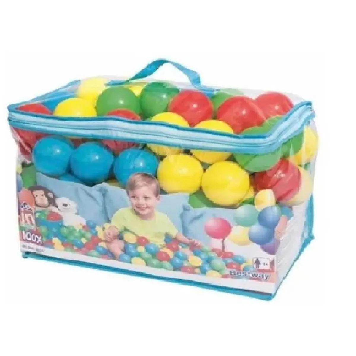 BESTWAY - MALETA DE PELOTAS PLASTICAS DE COLORES  100 UNIDADES