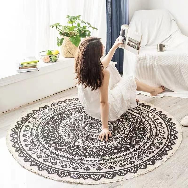 GENERICO - Alfombra Kilim de estilo etnico Redonda 120 cm