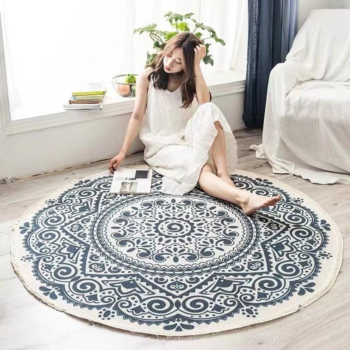 GENERICO - Alfombra Kilim de estilo etnico Redonda 120 cm.