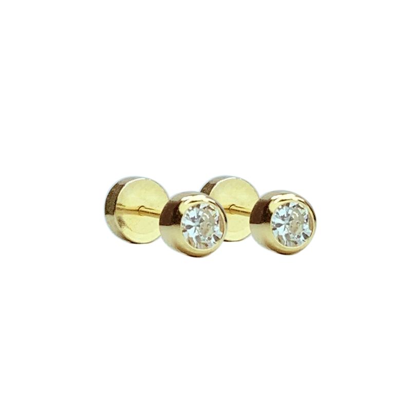 MODAS LILLO - Aro Bebé Abridor Tubo Circón Oro 18k Joyas Modas Lillo