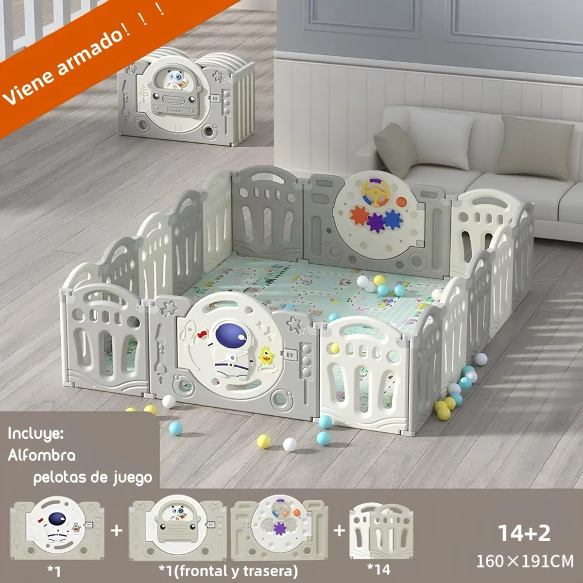 LUBABYCAS - Corral Bebe Armado 160x191cm Con Accesorios Lubabycas