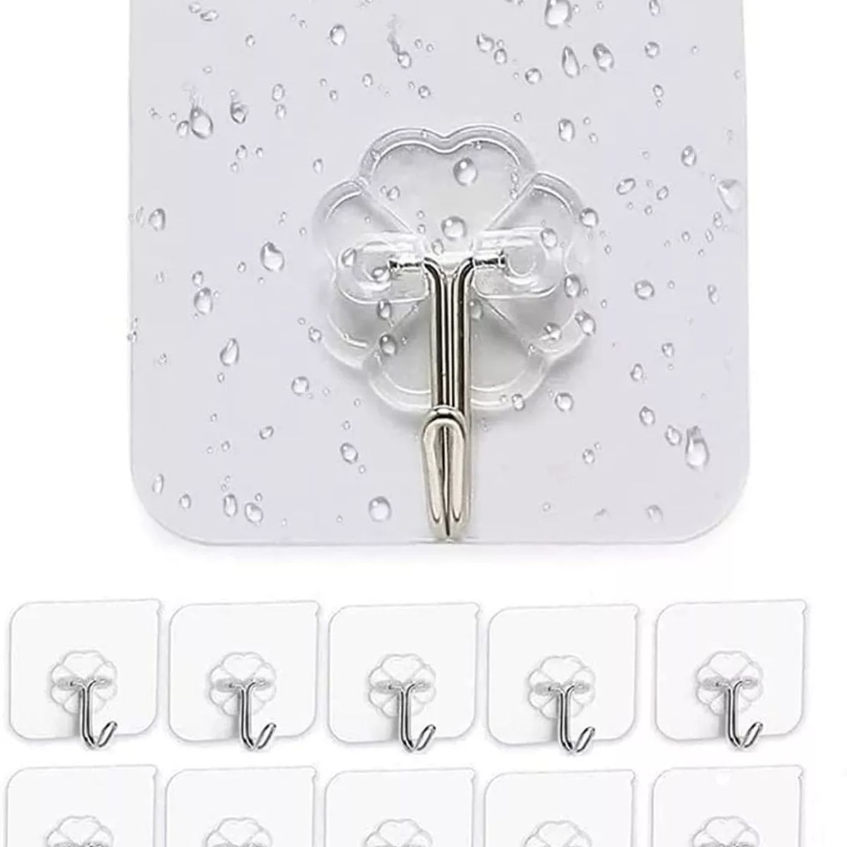 KUANGYE - Pack 10 Unidades Ganchos Para Pared / Metálico Con Adhesivo