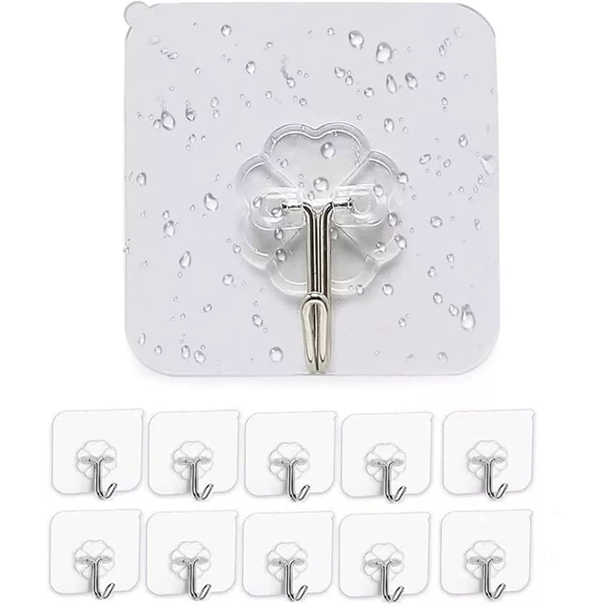 KUANGYE - Pack 10 Unidades Ganchos Para Pared / Metálico Con Adhesivo