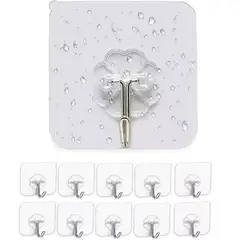 KUANGYE - Pack 10 Unidades Ganchos Para Pared / Metálico Con Adhesivo