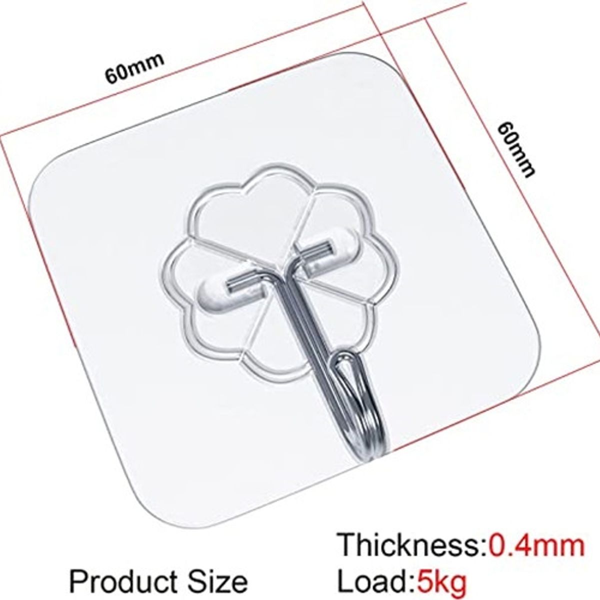 KUANGYE - Pack 10 Unidades Ganchos Para Pared / Metálico Con Adhesivo