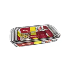 GENERICO - Pack 3 Fuentes Rectangulares Vidrio Templado Marinex