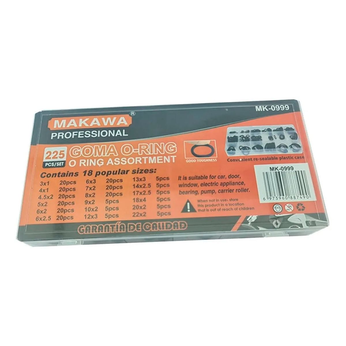 MAKAWA - Juego Orrines O-ring Universales 225 Pcs Milimetro