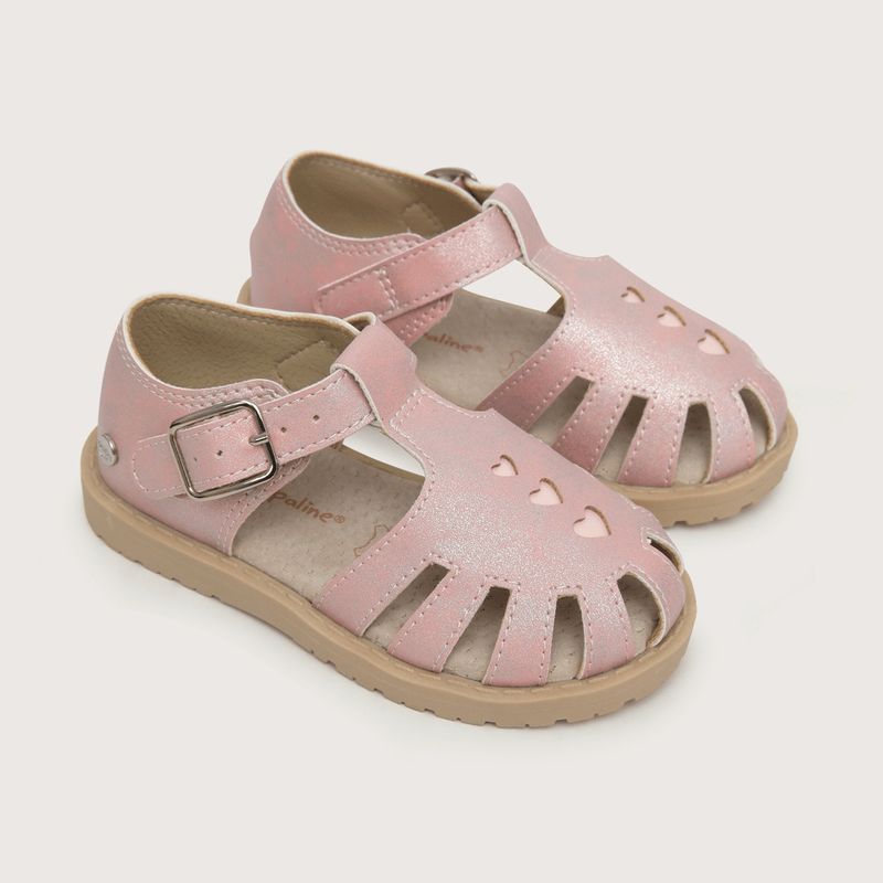 OPALINE - Sandalia de niña corazones rosada (20 a 29)
