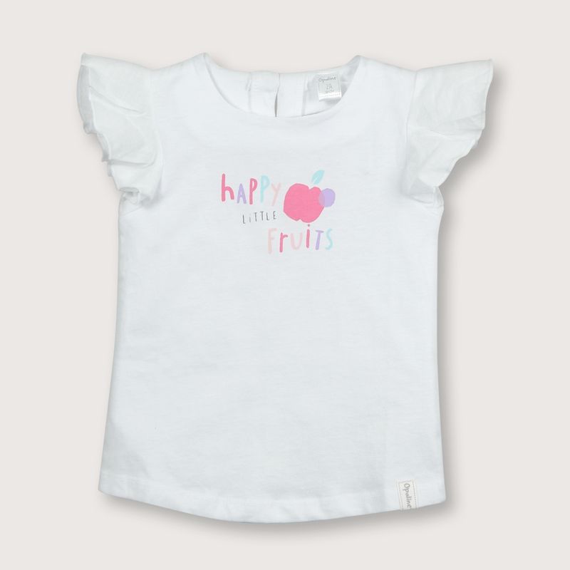 OPALINE - Polera de niña manga alita blanca (6 meses a 4 años)