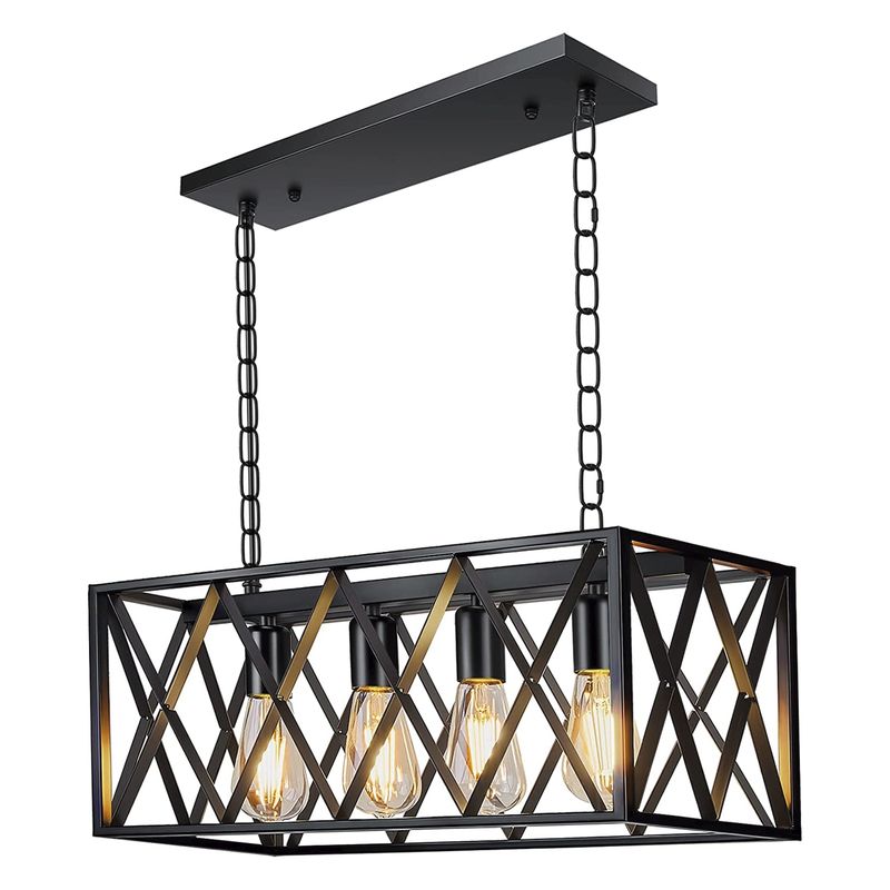 HB LEDS - Lámpara Colgante 4xE-27 Rectangular Con Rejilla Kuma