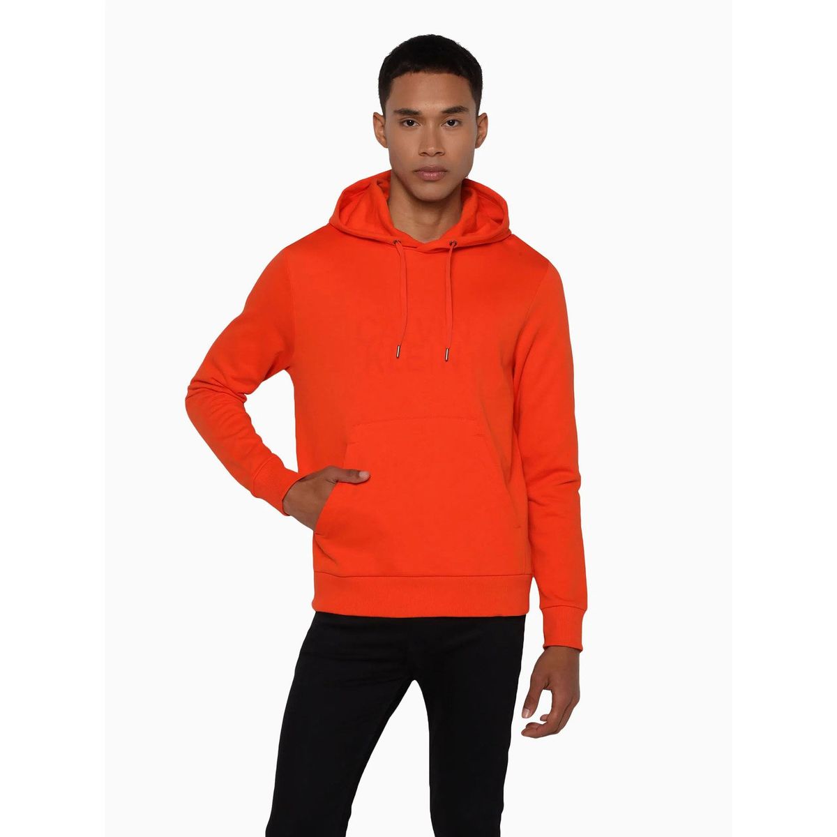 CALVIN KLEIN - Hoodie Distorted Logo Naranja Calvin Klein