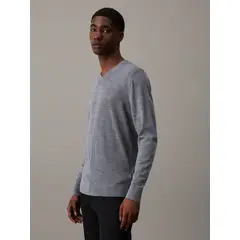 CALVIN KLEIN - Suéter Wool Vneck Gris